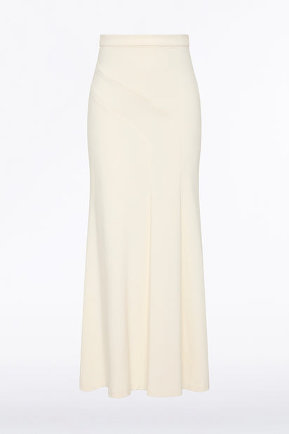 IVORY PONTE FLUTED PANEL SKIRT
