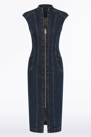 DARK INDIGO DENIM PANEL DRESS