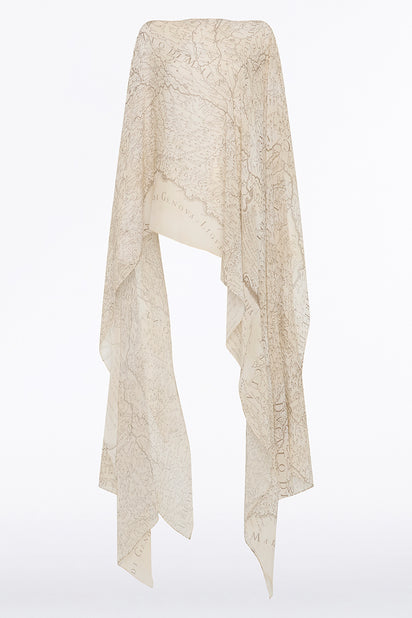 IVORY DRAPED LOMBARDIA VISCOSE GEORGETTE WRAP