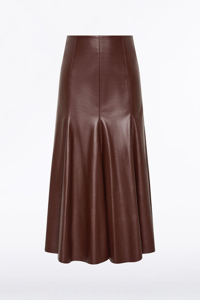 COCOA FAUX LEATHER FLOUNCE SKIRT