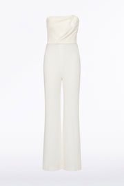 WHITE CREPE SCULPTURAL JUMPSUIT