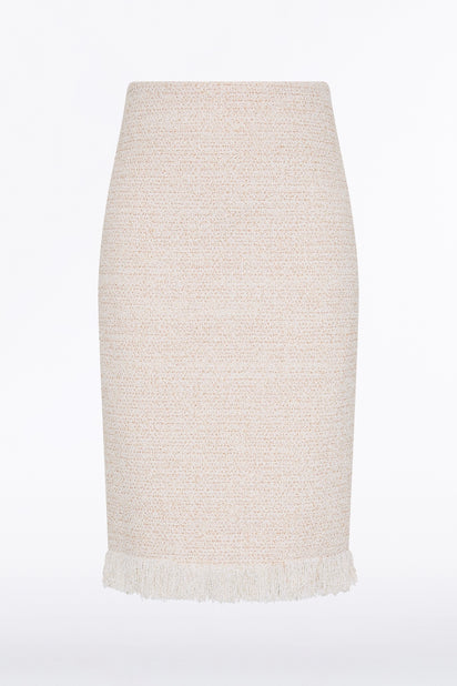 IVORY TWEED FRINGE  SKIRT
