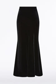 BLACK VELVET FLUTED PANEL SKIRT