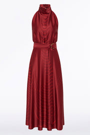 UNDERCURRENT SILK VISCOSE STRETCH HALTER DRESS