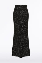 BLACK CRUSHED SEQUIN COLUMN SKIRT