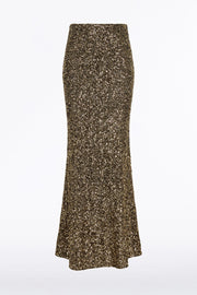 BRONZE CRUSHED SEQUIN COLUMN SKIRT