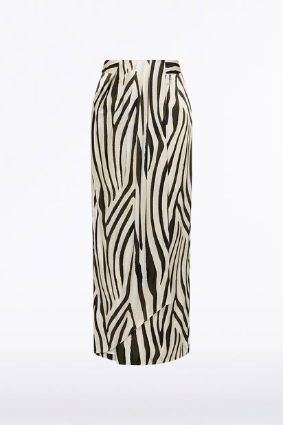 BOLD STRIPE PRINT TUCKED MAXI SKIRT
