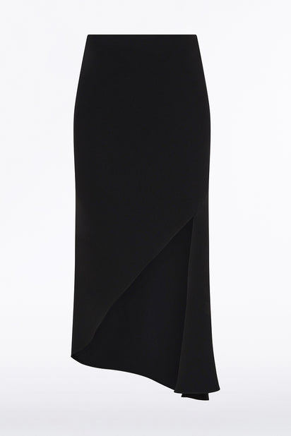 BLACK CREPE ASYMMETRIC SKIRT