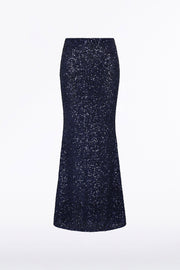 MIDNIGHT CRUSHED SEQUIN COLUMN SKIRT