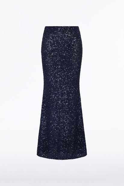 MIDNIGHT CRUSHED SEQUIN COLUMN SKIRT