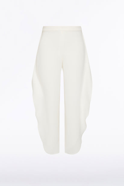 WHITE CREPE PETAL PANT