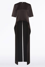 BLACK CHOCOLATE LUSTRE SATIN TAIL TOP