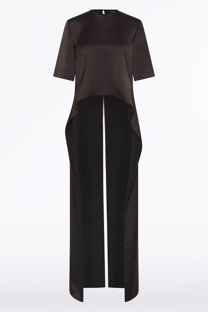 BLACK CHOCOLATE LUSTRE SATIN TAIL TOP
