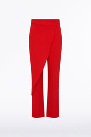 RED CREPE DRAPE FRONT PANT