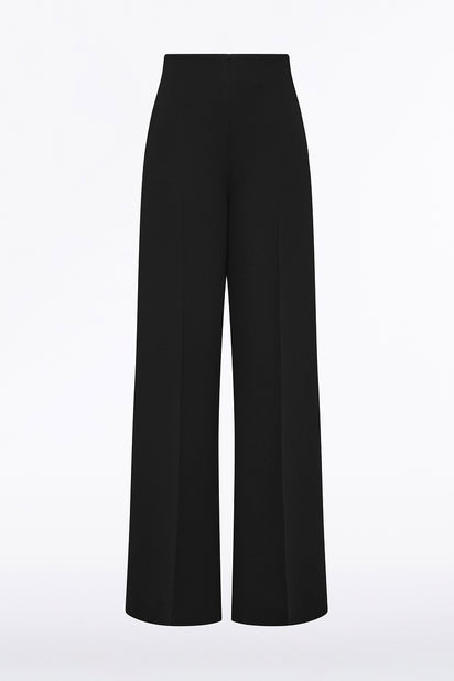 BLACK CREPE HIGH WAISTED WIDE LEG PANT