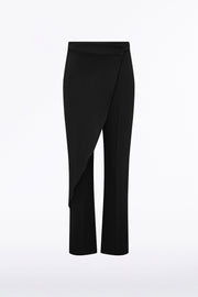 BLACK CREPE DRAPE FRONT PANT