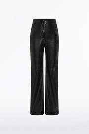 BLACK FAUX LEATHER WIDE LEG PANT