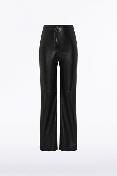 BLACK FAUX LEATHER WIDE LEG PANT