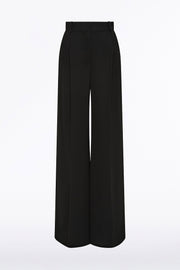 BLACK CREPE WIDE LEG PLEATED PANT