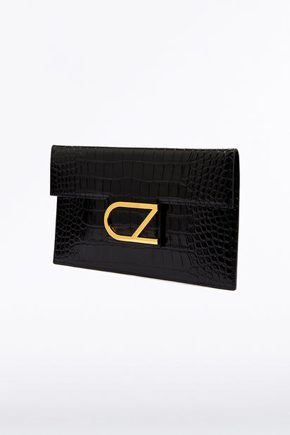 BLACK CZ LETTERA ENVELOPE CLUTCH
