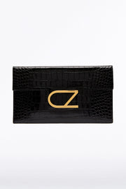 BLACK CZ LETTERA ENVELOPE CLUTCH