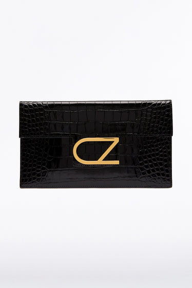 BLACK CZ LETTERA ENVELOPE CLUTCH