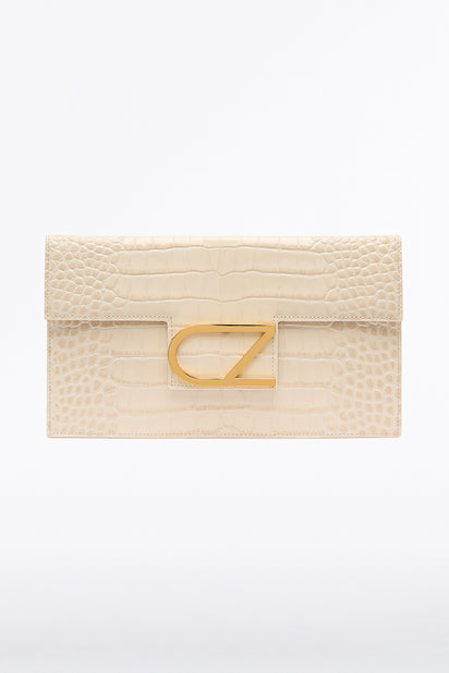IVORY CZ LETTERA ENVELOPE CLUTCH