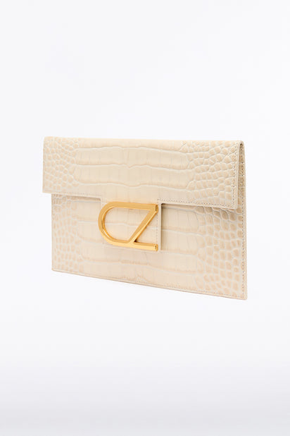 IVORY CZ LETTERA ENVELOPE CLUTCH