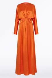 CLEMENTINE SATIN ACETATE DRAPED SOFT SLEEVE DRESS