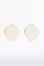 CREAM ENAMEL SPOT EARRINGS