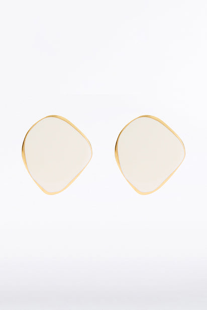 CREAM ENAMEL SPOT EARRINGS