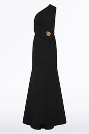 BLACK CREPE PIEGATO GOWN