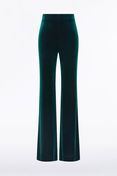 HUNTER GREEN VELVET WIDE LEG PANT
