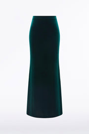 HUNTER GREEN VELVET COLUMN SKIRT