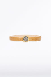 TAN CROC OCTAGONAL COIN BELT