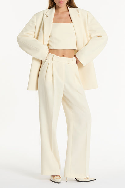 IVORY CREPE WIDE LEG PANT