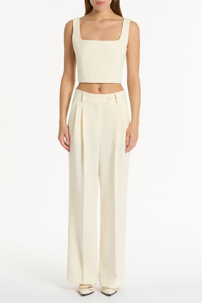 IVORY CREPE CROP TOP