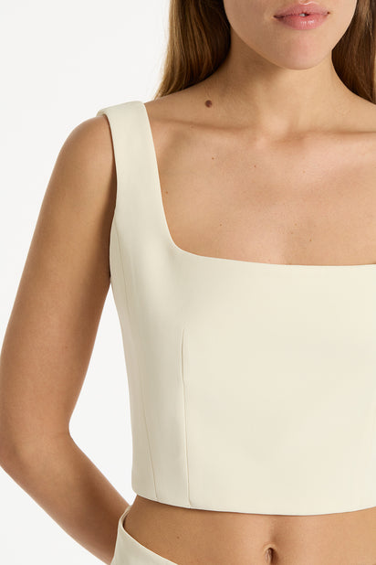 IVORY CREPE CROP TOP