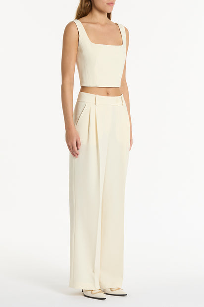 IVORY CREPE CROP TOP