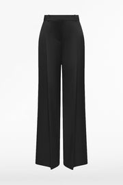 BLACK SATIN ACETATE DEEP PLEAT PANT