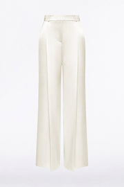 IVORY SATIN ACETATE DEEP PLEAT PANT