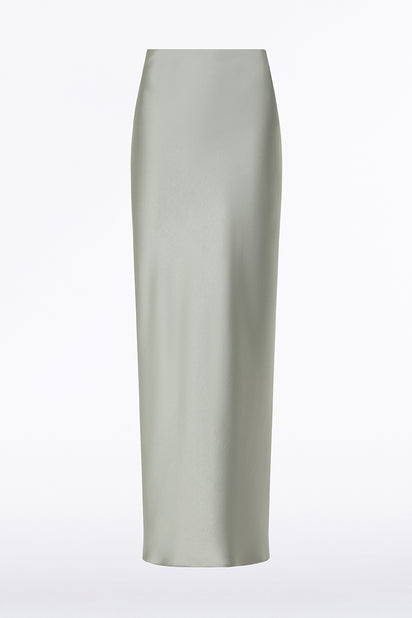 SILVER SATIN BIAS SKIRT