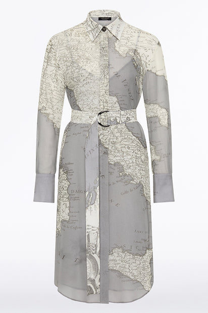 SILVER ITALIA GEORGETTE RELAXED SHIRT DRESS