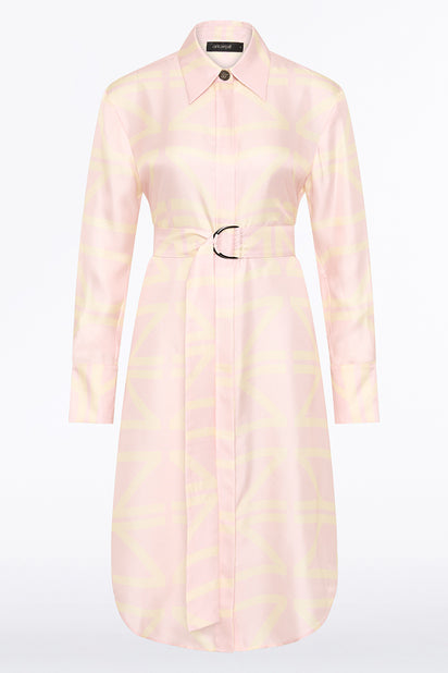 ROSA GRID SILK TWILL RELAXED SHIRT DRESS