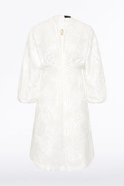 WHITE MESH JACQUARD MIDI DRESS