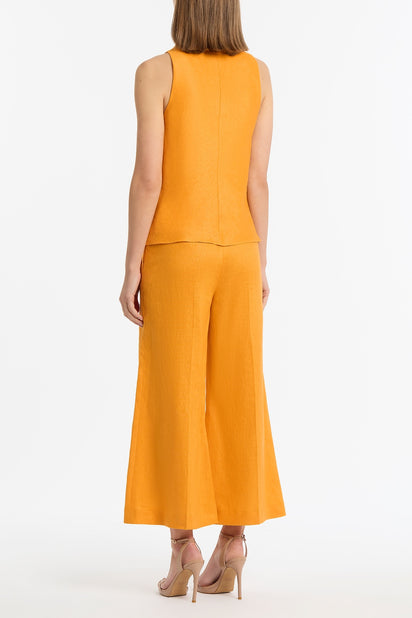 AMBER LINEN WAISTED CROP PANT