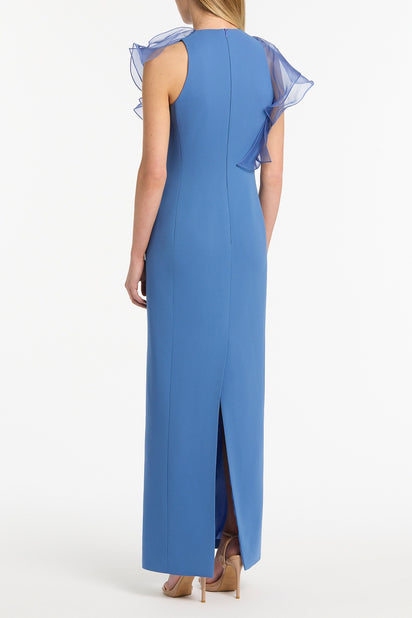 ATLAS CREPE RUFFLE FRONT GOWN