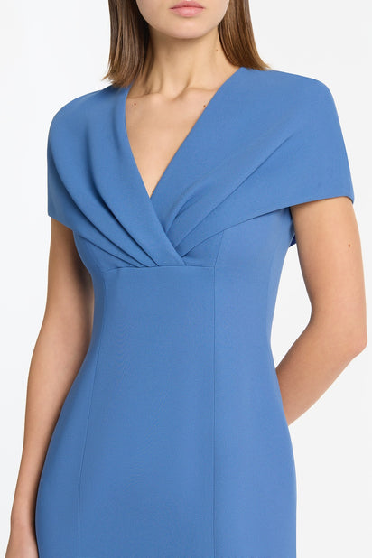 ATLAS CREPE TUCK MIDI DRESS