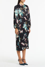 BELLE DE JOUR SATIN ACETATE KEYHOLE WRAP DRESS