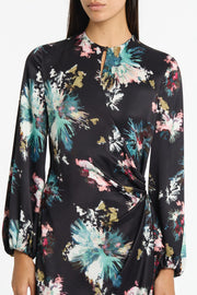 BELLE DE JOUR SATIN ACETATE KEYHOLE WRAP DRESS